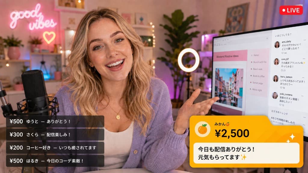 OBSに応援が表示される画面の例